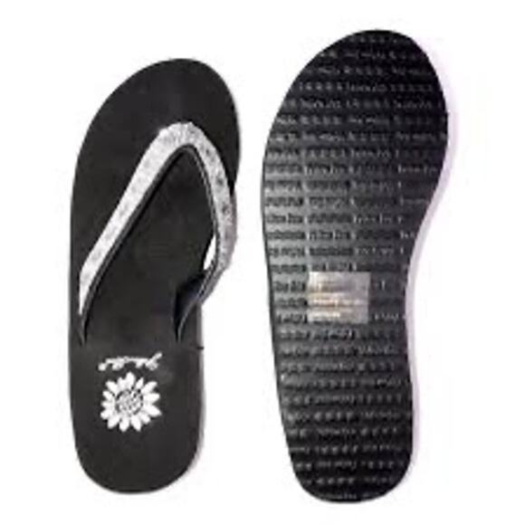 Yellow Box Almeta Smoke Flip Flops Jeweled Beaded Platform Sandals Size 7.5 - Picture 1 of 6